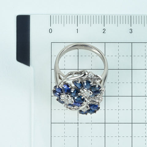 【中古】K18WG SAPPHIRE RING サファイアリング S4.00ct D0.22ct 6.9g #12