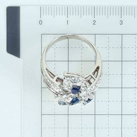 【中古】PT900 SAPPHIRE RING サファイア/ルビーリング S1.11ct R0.45ct D1.00ct14.8g