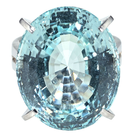 【中古】PT900 AQUAMARINE RING 手造りアクアマリンリング AQ36.38ct 21.1g #15