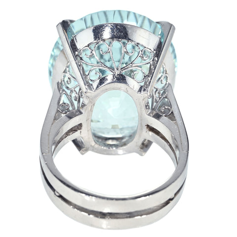 【中古】PT900 AQUAMARINE RING 手造りアクアマリンリング AQ36.38ct 21.1g #15