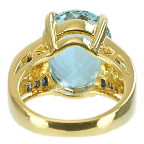 【中古】K18YG AQUAMARINE RING アクアマリンリング AQ11.66ct S0.90ct D0.11ct 13.0g #15.5