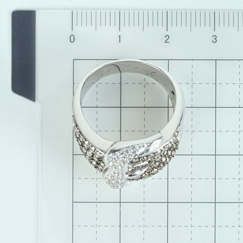 [Pre-owned] K18WG DIAMOND RING Brown &amp; Colorless Diamond Ring D1.77ct 13.6g #18 