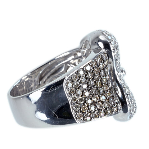 [Pre-owned] K18WG DIAMOND RING Brown &amp; Colorless Diamond Ring D1.77ct 13.6g #18 