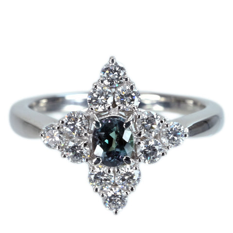 [Pre-owned] MIKIMOTO PT950 ALEXANDRITE RING, A 0.42ct, D 0.62ct, 6.1g, #15, ONE PRICE 