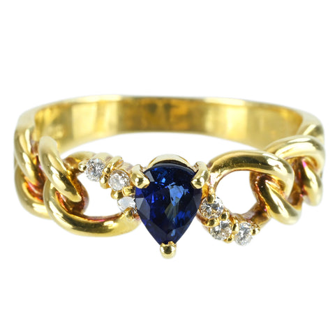 【中古】Prefito プレフィート K18YG SAPPHIRE RING サファイアリング S0.54 D0.08ct 4.6g #14 ONE PRICE