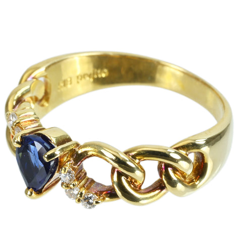 【中古】Prefito プレフィート K18YG SAPPHIRE RING サファイアリング S0.54 D0.08ct 4.6g #14 ONE PRICE