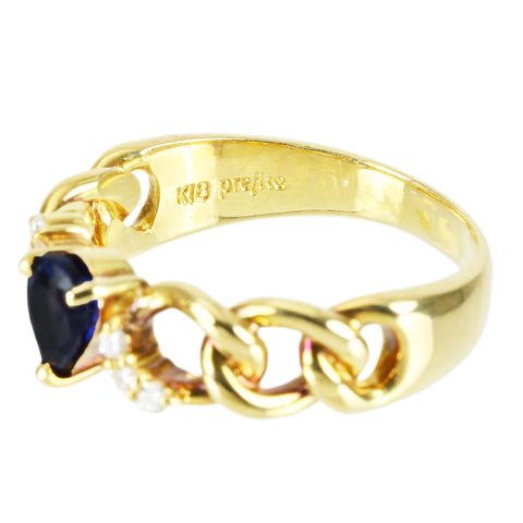 【中古】Prefito プレフィート K18YG SAPPHIRE RING サファイアリング S0.54 D0.08ct 4.6g #14 ONE PRICE