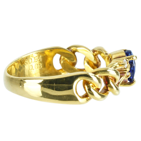 【中古】Prefito プレフィート K18YG SAPPHIRE RING サファイアリング S0.54 D0.08ct 4.6g #14 ONE PRICE