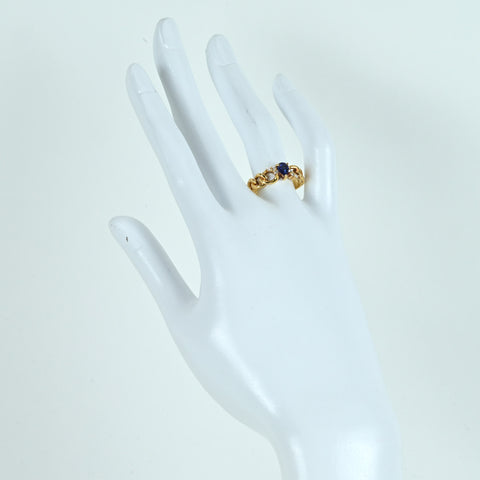 【中古】Prefito プレフィート K18YG SAPPHIRE RING サファイアリング S0.54 D0.08ct 4.6g #14 ONE PRICE