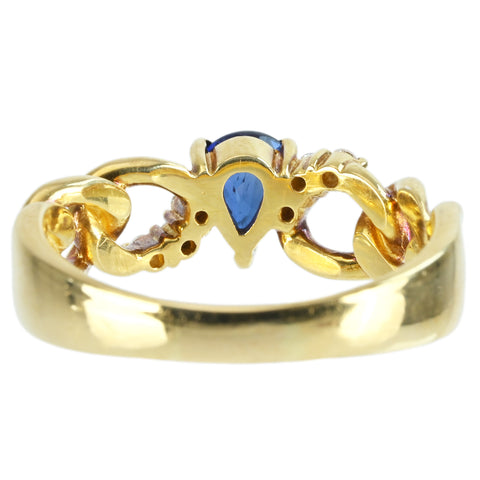 【中古】Prefito プレフィート K18YG SAPPHIRE RING サファイアリング S0.54 D0.08ct 4.6g #14 ONE PRICE