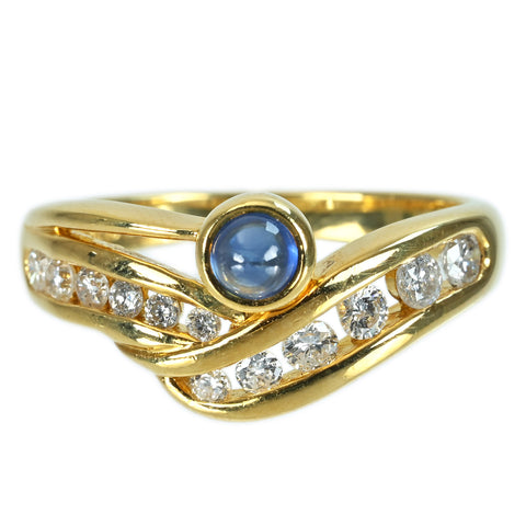 【中古】K18YG SAPPHIRE RING サファイアリング S0.30ct D0.30ct 4.0g #9