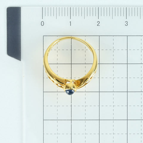 [Pre-owned] K18YG SAPPHIRE RING Sapphire Ring S0.30ct D0.30ct 4.0g #9 