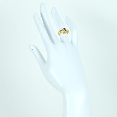 [Pre-owned] K18YG SAPPHIRE RING Sapphire Ring S0.30ct D0.30ct 4.0g #9 