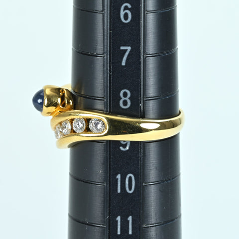 [Pre-owned] K18YG SAPPHIRE RING Sapphire Ring S0.30ct D0.30ct 4.0g #9 