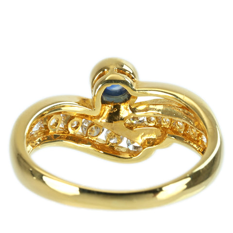 [Pre-owned] K18YG SAPPHIRE RING Sapphire Ring S0.30ct D0.30ct 4.0g #9 