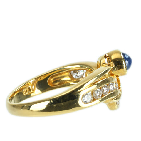 [Pre-owned] K18YG SAPPHIRE RING Sapphire Ring S0.30ct D0.30ct 4.0g #9 