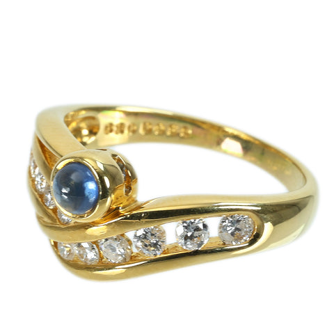 [Pre-owned] K18YG SAPPHIRE RING Sapphire Ring S0.30ct D0.30ct 4.0g #9 