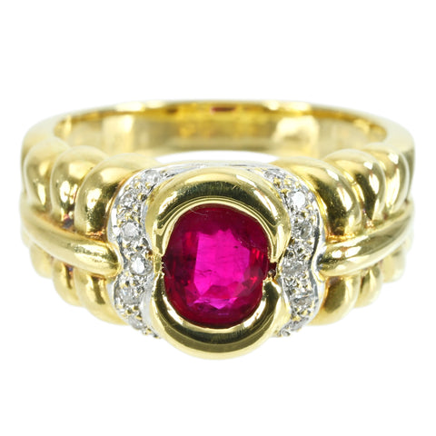 【中古】K18 RUBYルビーリング RING R1.024ct D0.12ct CGLソーティング 9.6g #14
