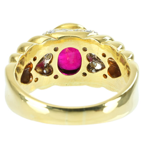 Pre-owned K18 RUBY Ruby Ring, R1.024ct, D0.12ct, CGL Sorting, 9.6g, #14 