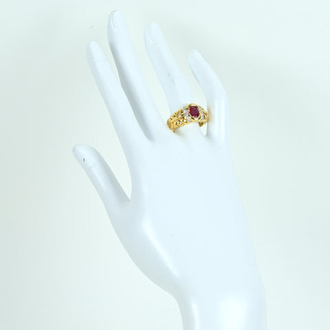 Pre-owned K18 RUBY Ruby Ring, R1.024ct, D0.12ct, CGL Sorting, 9.6g, #14 