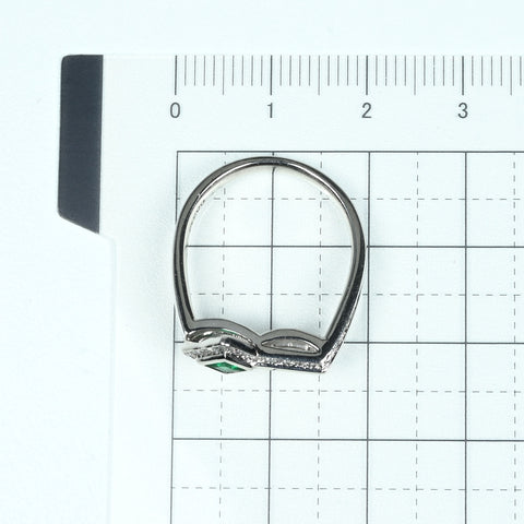 【中古】PT900 EMERALD RING エメラルドリング E0.21ct D0.13ct 7.0g #12