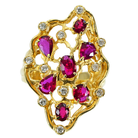 【中古】K18 RUBY ルビーリングRING  R1.83ct D0.25ct 12.1g #10