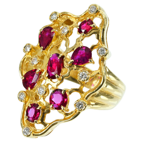 【中古】K18 RUBY ルビーリングRING  R1.83ct D0.25ct 12.1g #10