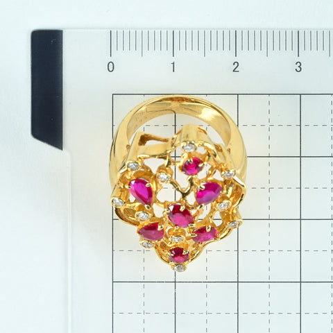 【中古】K18 RUBY ルビーリングRING  R1.83ct D0.25ct 12.1g #10