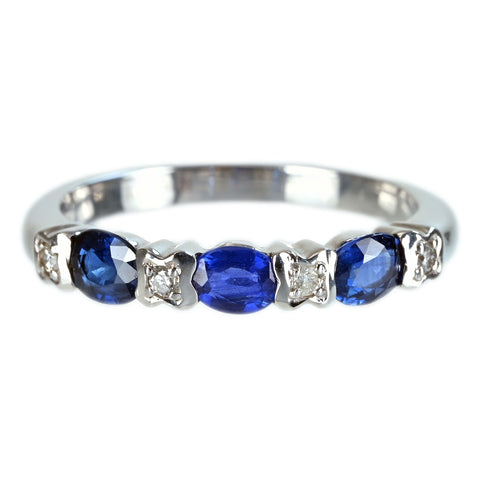 【中古】K18WG SAPPHIRE RING サファイアリング S0.75ct D0.05ct 2.6g #10