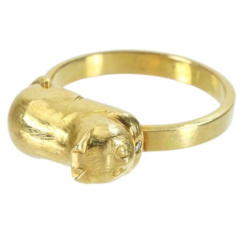 【中古】K18YG ダイヤモンドリング  ネコ RING 5.1g #12.5