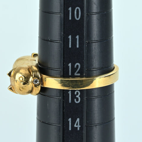 【中古】K18YG ダイヤモンドリング  ネコ RING 5.1g #12.5