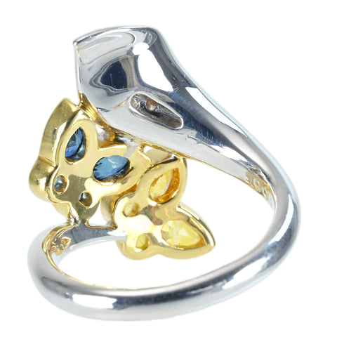 Pre-owned 18K White Gold/Yellow Gold Sapphire Blue &amp; Yellow Sapphire Ring, S1.50ct, D0.06ct, NGL Certificate, 9.3g, #12.5 