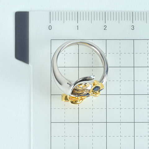 Pre-owned 18K White Gold/Yellow Gold Sapphire Blue &amp; Yellow Sapphire Ring, S1.50ct, D0.06ct, NGL Certificate, 9.3g, #12.5 