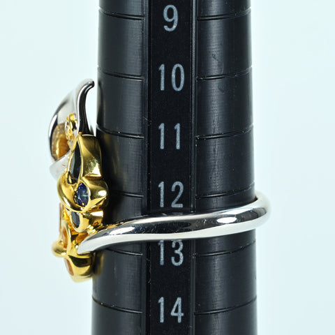 Pre-owned 18K White Gold/Yellow Gold Sapphire Blue &amp; Yellow Sapphire Ring, S1.50ct, D0.06ct, NGL Certificate, 9.3g, #12.5 