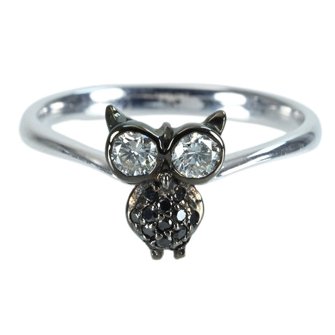 【中古】K18WG DIAMOND カラーレス＆ブラックダイヤモンドリング D0.26ct 2.2g #11.5