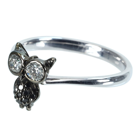 【中古】K18WG DIAMOND カラーレス＆ブラックダイヤモンドリング D0.26ct 2.2g #11.5