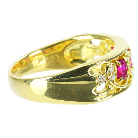 【中古】K18YG RUBY ルビーリング RING R0.62ct D0.15ct 7.7g #21
