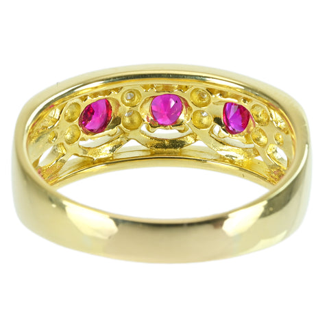 【中古】K18YG RUBY ルビーリング RING R0.62ct D0.15ct 7.7g #21