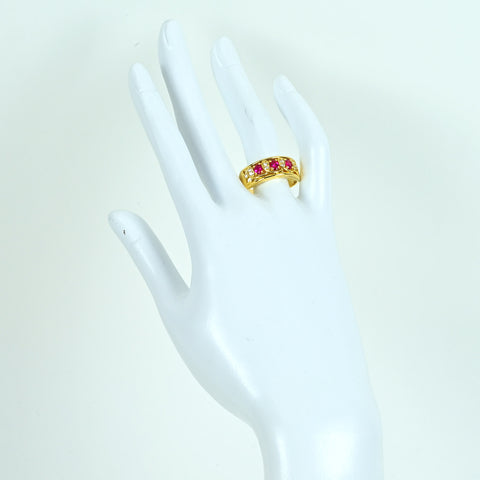 【中古】K18YG RUBY ルビーリング RING R0.62ct D0.15ct 7.7g #21