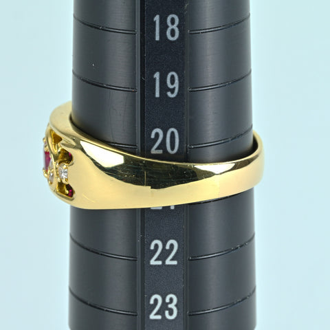 【中古】K18YG RUBY ルビーリング RING R0.62ct D0.15ct 7.7g #21