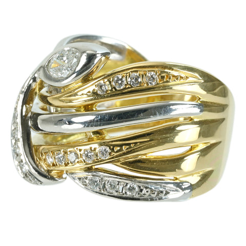 【中古】 K18YG/PT900 DIAMONDダイヤモンドリング MQ0.17ct D0.24ct 11.5g #16