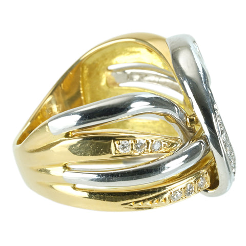 【中古】 K18YG/PT900 DIAMONDダイヤモンドリング MQ0.17ct D0.24ct 11.5g #16