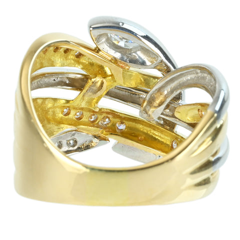 【中古】 K18YG/PT900 DIAMONDダイヤモンドリング MQ0.17ct D0.24ct 11.5g #16