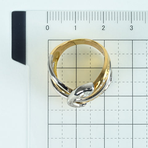 【中古】 K18YG/PT900 DIAMONDダイヤモンドリング MQ0.17ct D0.24ct 11.5g #16