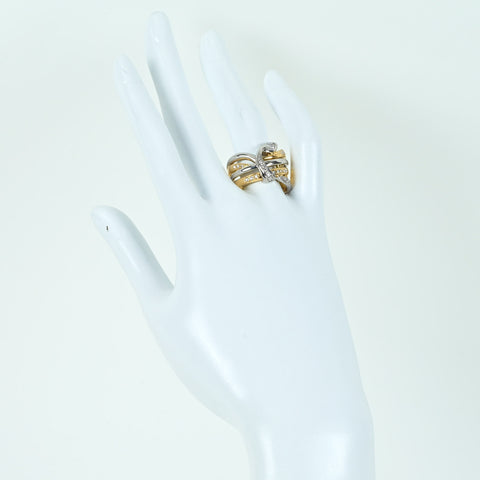 【中古】 K18YG/PT900 DIAMONDダイヤモンドリング MQ0.17ct D0.24ct 11.5g #16