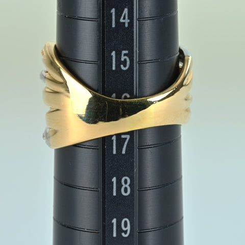 【中古】 K18YG/PT900 DIAMONDダイヤモンドリング MQ0.17ct D0.24ct 11.5g #16