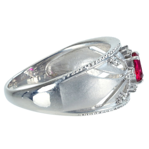【中古】PT900 RUBYルビーリング R0.53ct D0.07ct 6.9g #16
