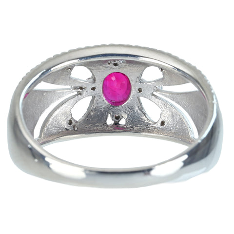 【中古】PT900 RUBYルビーリング R0.53ct D0.07ct 6.9g #16