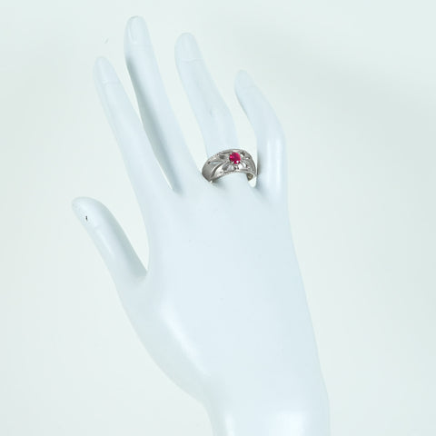 【中古】PT900 RUBYルビーリング R0.53ct D0.07ct 6.9g #16