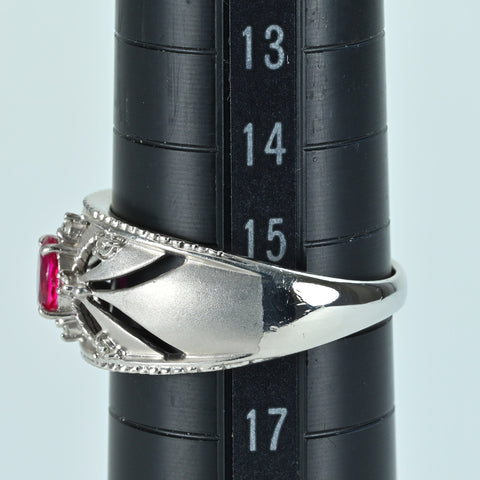 【中古】PT900 RUBYルビーリング R0.53ct D0.07ct 6.9g #16